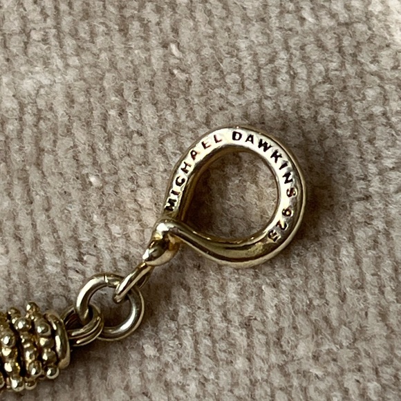 Michael Dawkins Gray Pearl Sterling 925 Long Necklace 36” Toggle Gold Clad - Picture 2 of 11